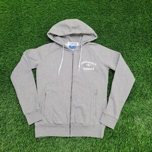 ADIDAS Cropped Zip Hoodie Womens Small 18x24 Gray